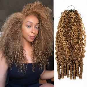 QVR Burmese Curl Highlight #P4/27 Crochet Hair Natural Black Machine Made Feather Crochet Human Hair Extension TikTokShopHolidayHaul