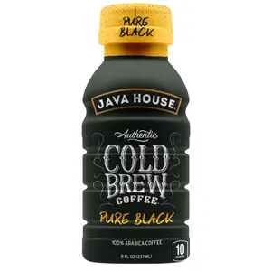 Java House Cold Brew Coffee, 6 Pack of 8oz Bottles, Ready to Drink Instant Cold & Iced Coffee (Pure Black)