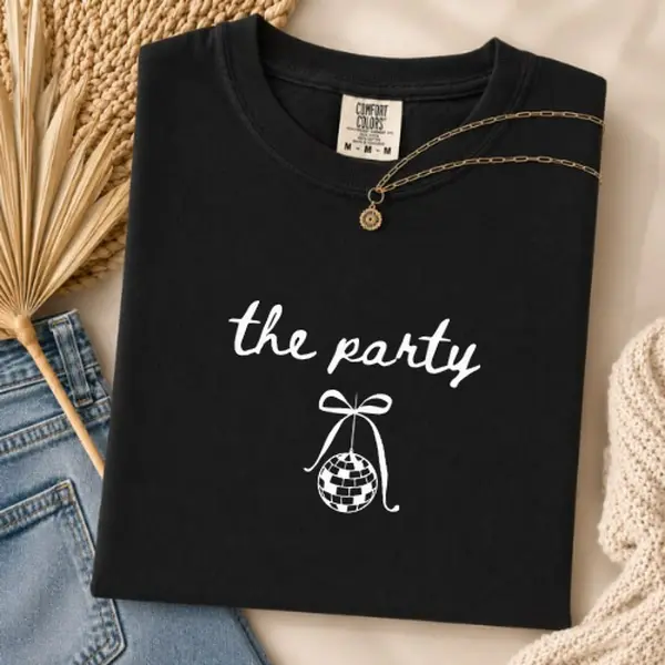 Comfort Colors The Party Disco Ball Shirt, Minimalist Bachelorette Party Tee, Bridal Party T-Shirt, Girls Trip Matching Shirt, Disco Cowgirl Graphic Tee, Vintage Garment Dyed Gift