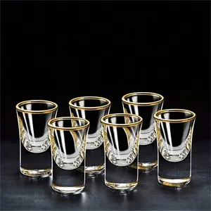 Mini Golden Rim Liquor Cups, Shot Glass Set, 2pcs/6pcs/12pcs, 15ML/0.5oz, Ideal for Bars, Pubs, Clubs, Restaurants, Weddings, Parties, Shot Glass Boxsets