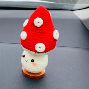 Handmade Crochet Mushroom Car Dashboard Ornament, Interior Decoration, Cute and Unique Car Accessory, Perfect Gift Idea