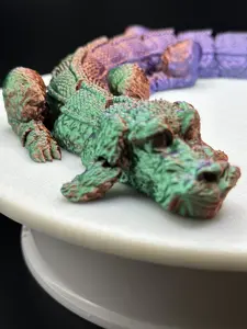 Articulated Falkor the Luck Dragon from the 80’s classic The NeverEnding Story - Tri Color Silk Green/Purple/Cooper Decor Gift