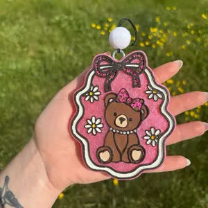 Cute Bear with Bow Frame Car Freshie