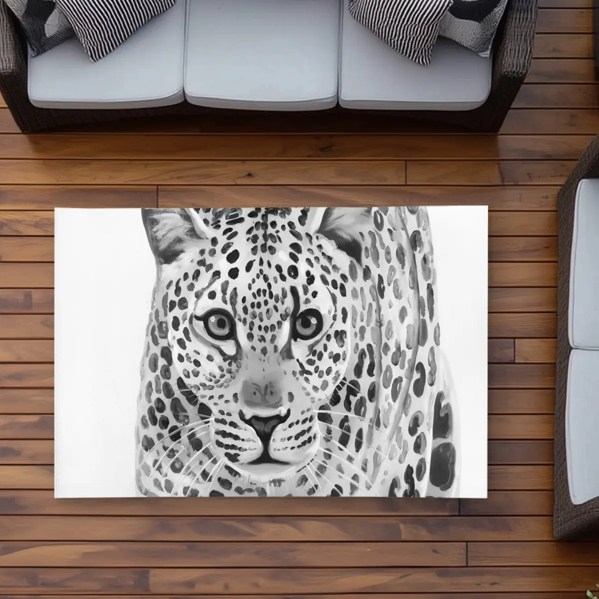 360 Stand Colorful Leopard Print Polyester Chenille Area Rug - 3x5 ft Rectangle, Bold Art Graphic Wildlife Ready-to-Attack Design, Decorative Indoor Living Room & Outdoor Area Rug for Animal Lovers, Bold Art Graphic Area Rugs