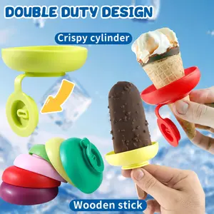 Silicone popsicle holder for children in summer, anti-dirt and leak-proof ice cream stand, food-grade silicone ice cream mold
