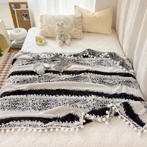 Boho Style Striped Pattern Blanket, 1 Count Soft Comfortable Warm Throw, Air-conditioned Room Bed Blanket for Home Office, Travel and Camping, Air Conditioning Blanket