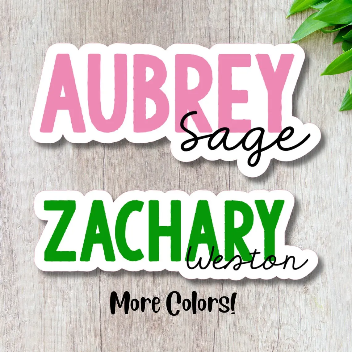 Full Name Colorful Personalized Stickers - Customizable 3-9 Inch Sizes for Notebooks & Water Bottles - Choose Your Color