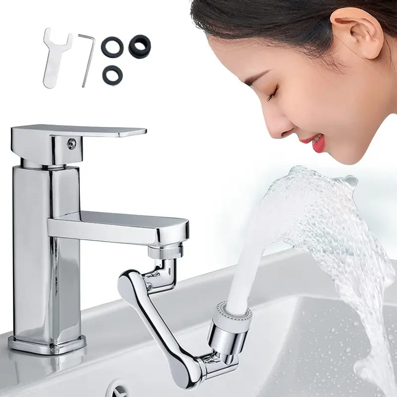 Stainless Steel Bathroom Sink Faucet Aerator Extender - 1080° Rotatable Dual-Mode Swivel, Adapter Included, Water Flow Adjuster, Bathroom Fixture Accessories, Wear-Resistant Plumbing Attachment