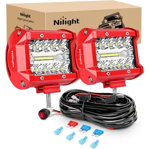 Nilight 2PCS 4Inch 60W Power Aluminum Triple Row Spot-Flood Combo LED Light Bars, Car Auxiliary Led Lights Car with Wiring Kit, Truck Accessories for Off-Roading Vehicles,summervibes