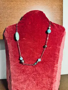 Handcrafted Pearl, Agate, & Aquamarine Quartz Statement Necklace – Upcycled Eco-Friendly Jewelry
