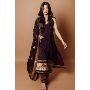 Wine Silk Salwar Kameez