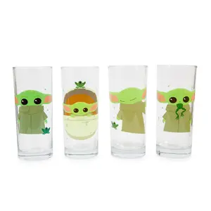 Star Wars: The Mandalorian Grogu With Frog 10-Ounce Tumbler Glasses | Set of 4