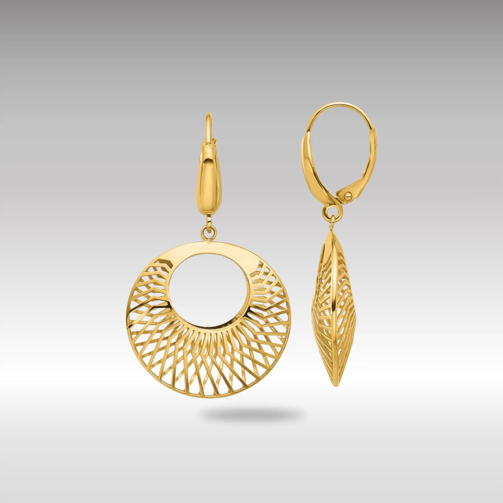 14K Gold Polished Hollow Dangle Earrings - Model LE2350