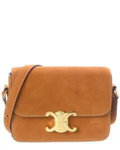 CELINE Teen Triomphe Suede Shoulder Bag
