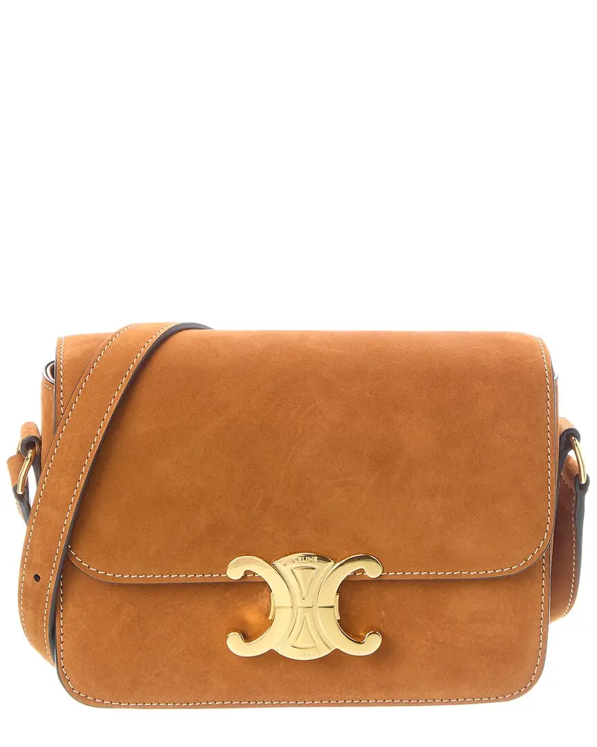 CELINE Teen Triomphe Suede Shoulder Bag