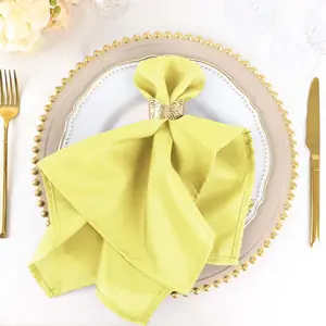5 Pack Polyester Napkins 20"x20" Yellow - Durable & Wrinkle Resistant Dinner Napkins