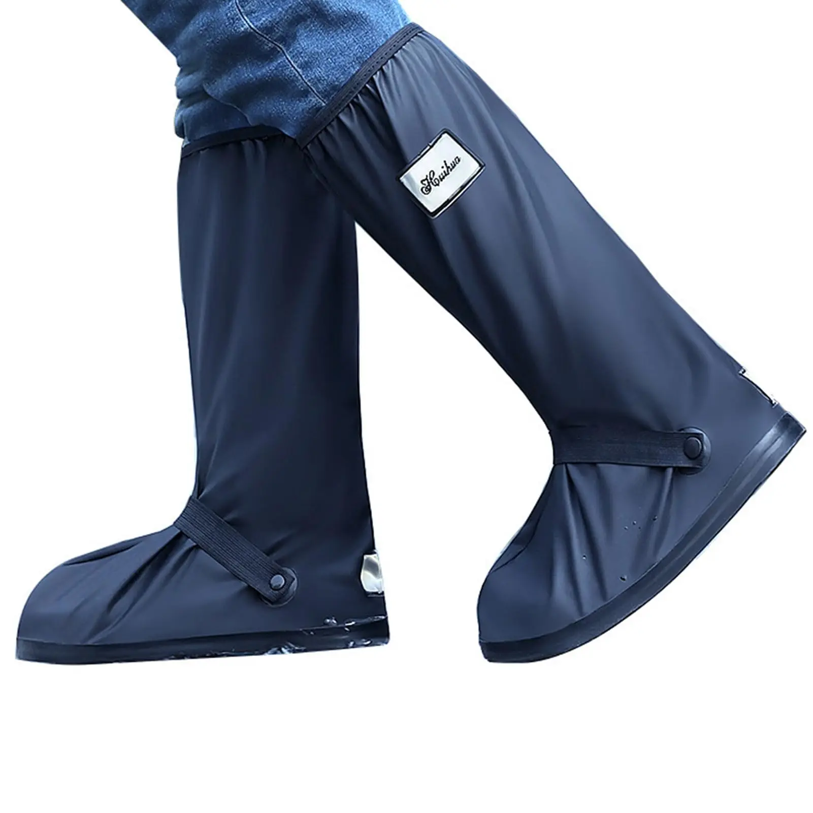 Waterproof shoe covers for outdoor activities, double-layer rain boots with anti-slip tape, smooth zipper, 2-pack (for legs)