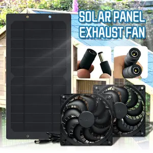 6W Flexible Solar Panel Portable with Mini Fan Charger Monocrystalline solar panel for ventilation, RV, outdoor, camping, small chicken coops, greenhouses, sheds, kennels, pet houses, window venting