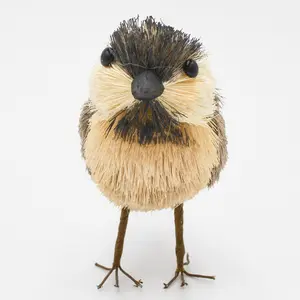 4" Front Facing Sisal Grass Chickadee Décor