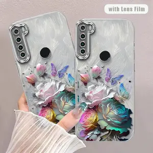 1 Piece Colorful petals lanyard Pattern Stylish Suitable For Xiaomi Redmi Note 8 Case With Comfortable feel Finish Featuring Shockproof For Entertainment Phone Cases