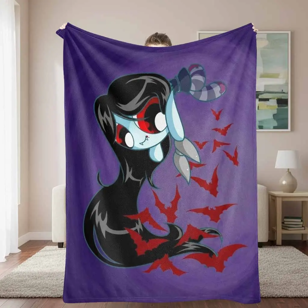 Anime Gothic Vampire Girl Flannel Fabric Blanket, Bat Print, Plush Texture, Super Soft Lightweight Cozy Throw, Multi-Size, Bed/Couch Decor, Unique Birthday Gift Idea