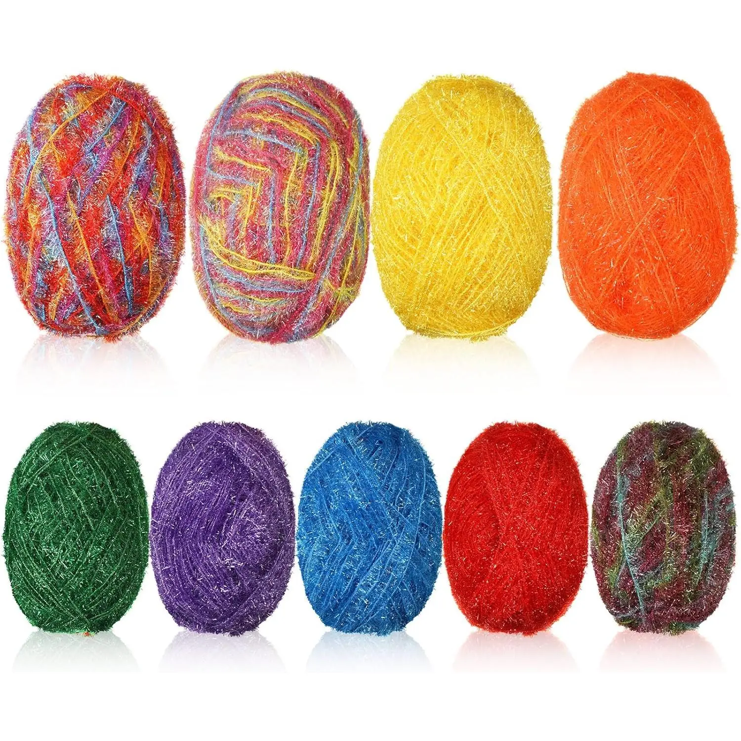 9 Skeins Scrubby Yarn for Dishcloths Rainbow Sparkly Yarn for Crocheting Knitting Dishwashing Dishcloths Craft Project (Bright)