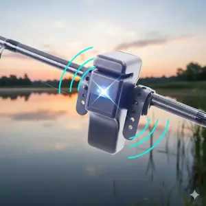 LED Bite Alarm with Rod Mount & Band - Portable Fishing Alert for Multiple Rod Types, Electronic Indicator, Easy Night Fishing Accessory, Fishing Gear