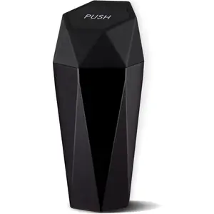 Car Trash Can with Lid, Diamond Design Small Automatic Portable Trash Can, Easy to Clean, Used in Car Home Office (Black)