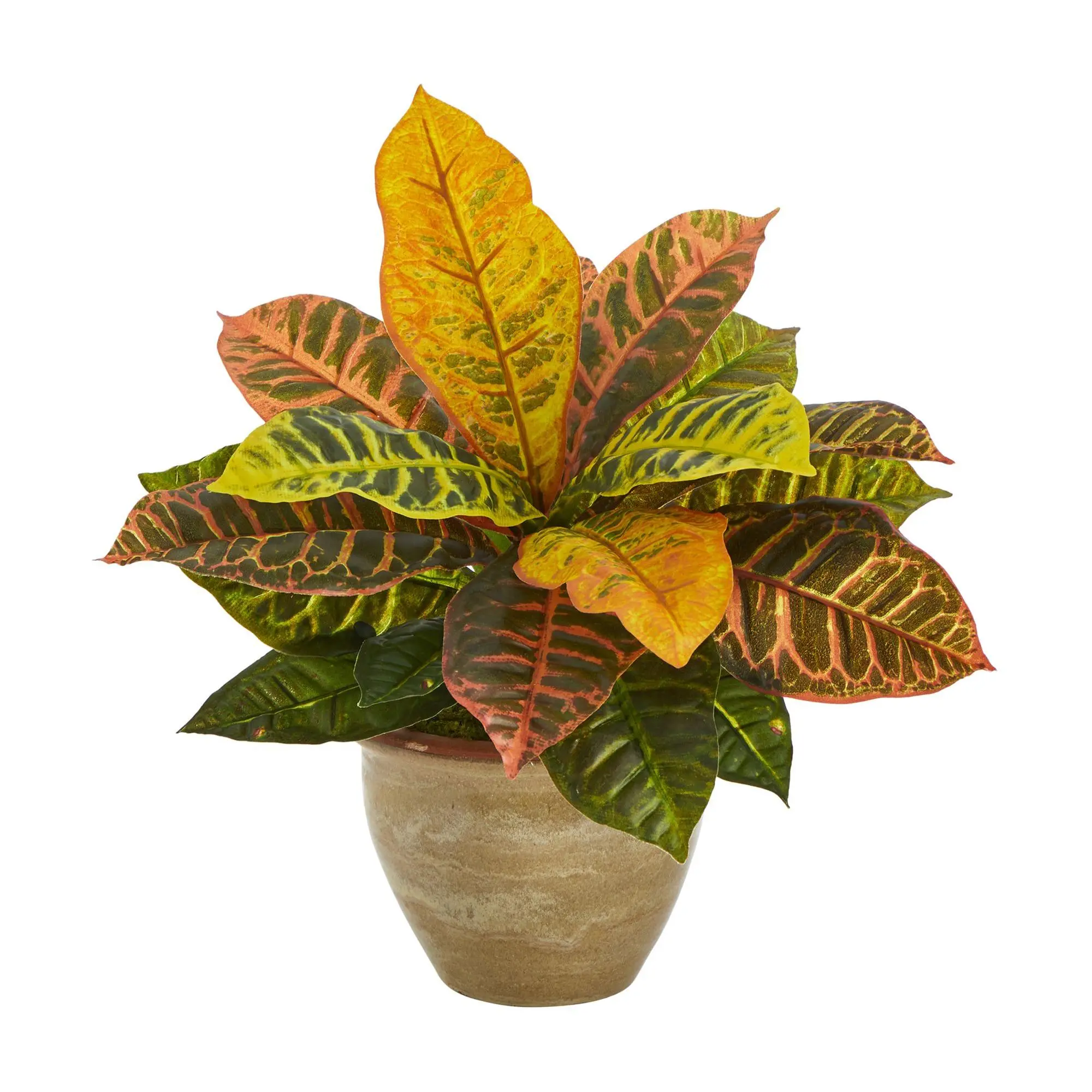 Nearly Natural 15" Garden Croton Artificial Plant in Planter