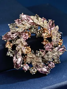 New Spring Summer Elegant Luxury Women's Bridal Flower Ring Brooch Crystal Style Noble Fashion Chest Pin Jewelry