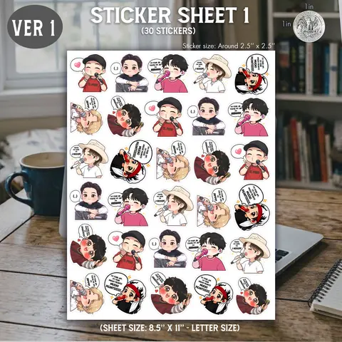 Sticker Sheet - I'm Your Hope, Kook, Chim, Jin, Mucho Picante Stickers Sheet Sticker, Kpop Armyrang Stickers, Gift for Fan