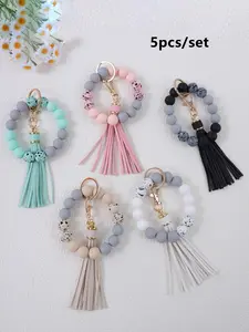 Fashionable Tassel & Beaded Design Keychains, Boho Style Keychains for Car Keys for Women & Girls, Trendy All-match & Exquisite Keychain for Birthday Gift