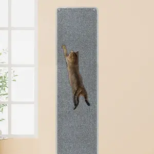 71x15.8 Thickened  Wall Climbing Carpet with 16 Fixed Nails,  Tall  Scratch Pad for Wall, Wall Mounted Climbing  Scratcher for Furniture Couch Sofa Protector(Grey)