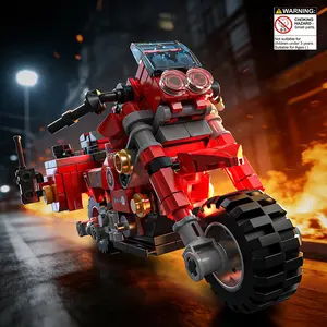 233pcs Motorcycle Building Block Set, Fire Truck Model Construction Toy, Develops Hand Skills, Desktop Decoration, Christmas Gift for Kids 6+