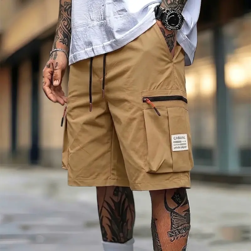 Men’s solid-color casual shorts with drawstring and multiple pockets; breathable summer athletic shorts with a minimalist, stylish design—suitable for daily commuting, beach vacations by the sea, running/fitness, outdoor leisure activities, and more.