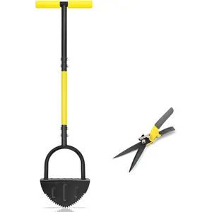 Professional Edge Lawn Tool, Heavy Duty Steel Half Moon & Saw-Tooth Blade for Clean Borders, Long Handle Reduces Back Strain, Manual Edger Ideal for Garden Edges, Sidewalks, Flower Beds