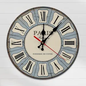 10/12 Inch Paris France Vintage Roman Numeral Wall Clock - EASY ASSEMBLY NEEDED Shabby Chic Silent