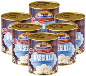 Rani Rasgulla (Cheese Curd Dumplings in Rose Flavor) 35.3oz (2.2lbs) 1kg, Pack of 6, Approximately 14 pieces, Easy Open Lid ~ Ready to eat | Gluten Friendly | Vegan | Non-GMO | Kosher | Indian Origin