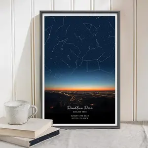 [Custom Gift] Personalized Anniversary Wedding Engagement Love Star Map Prints, Night Sky S Art Poster Prints Wall Hanging Decor Ornaments Decoration Room, Christmas Gift