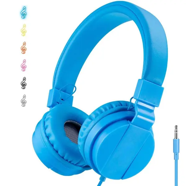 Halloween Fall Gift Kids Headphones for Boys Girls - Child Student Headset Wired Plug Toddler Earphones School Teen on Ear for Ipad | Computer | Smart Phone | Amazon Fire Tablet | Laptop | Plane Travel | Game, Blue