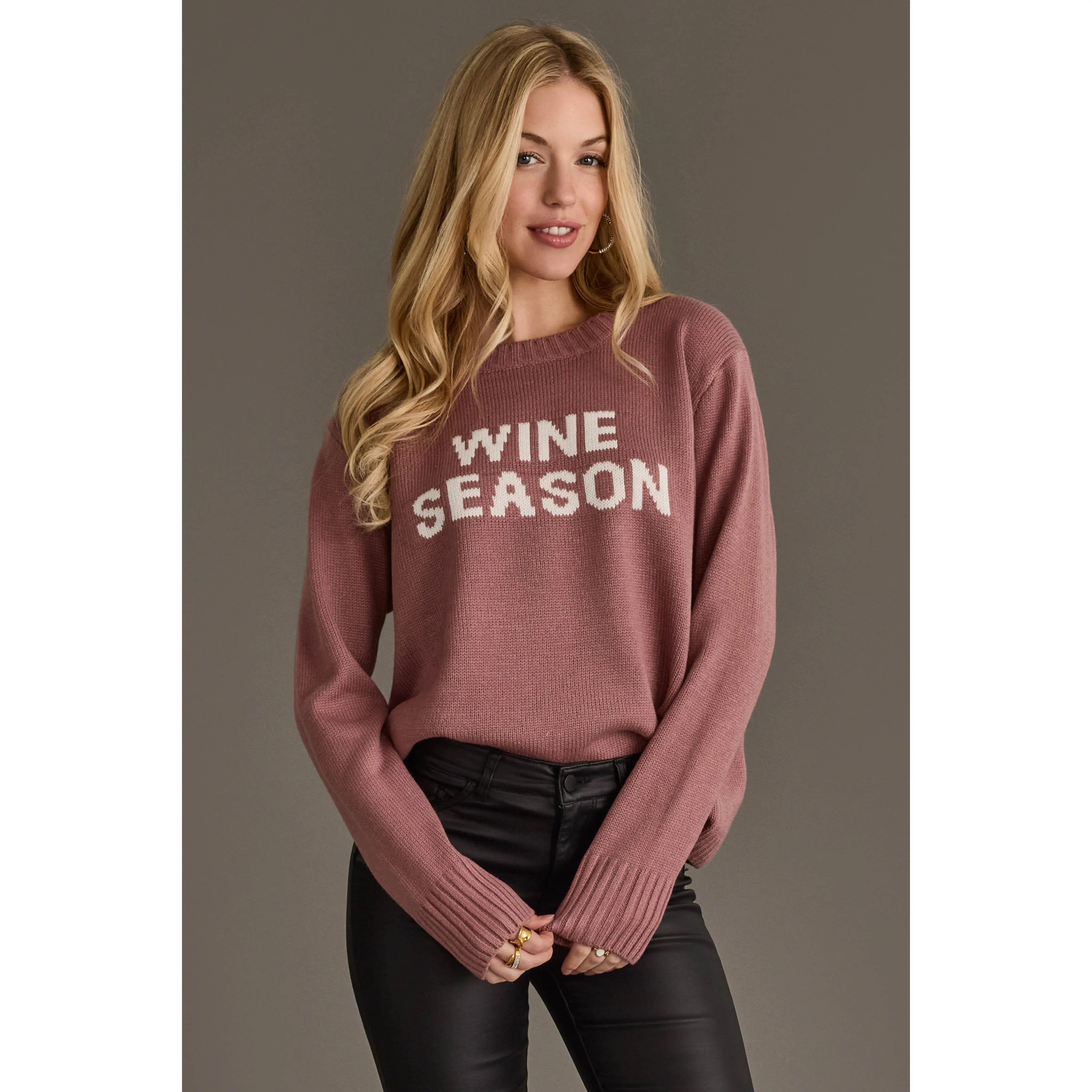 Mauve & White Wine Season Sweater