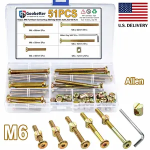 Carbon Steel Rust-Resistant Screw Set, 50-Piece (25 Sets) with Matching Spanner, Boxed for Furniture Assembly & Repair, Ideal for Home Solid Wood Projects