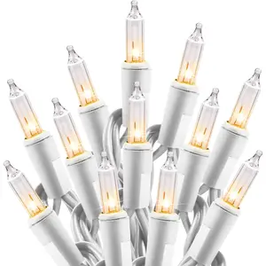 Clear Christmas Lights Set 100 Count 20 Feet Incandescent Bulb Mini String Lights for Indoor Christmas Tree Garland Birthday Wedding Party Festival Decoration, White Wire