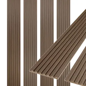 -7-Grid Driftwood Slat Wood Wall Panels Modern 3D Acoustic Wood Grain Wall Panels for Soundproof Interior Wall Cladding | Decorative Slatted Panels for Living Room, Bedroom, TV Feature Walls & Office (94”–106” L x 5.75” W)