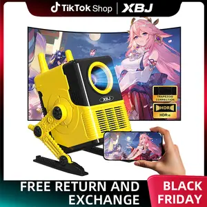 XBJ 2025 Upgraded XBJ H8 Yellow Portable Projector 1080P HD 600 ANSI Brightness 4K Decoding Compatible with TV Sticks Smartphones HDMI USB for Indoor Outdoor Use