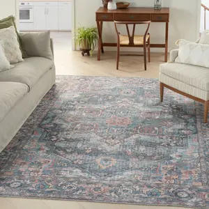 Nourison New Concept Washable Vintage Indoor Non-Slip Flatweave Rug, Stylish Textile Floor Covering for Home Decor, Washable Rug