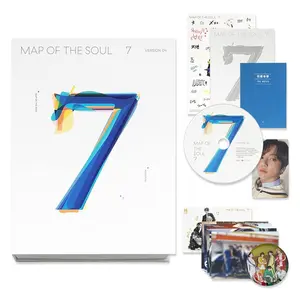 BTS – MAP OF THE SOUL : 7 [Official K-Pop Album, 4 Versions] CD Photobook Set, Lyric Book, Photocard, Postcard, Sticker, Coloring Paper – Korean Pop Music