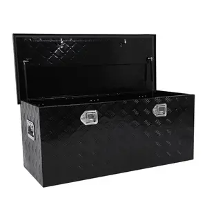 44 Inch Aluminum Truck Tool Box, 44" x 18" x 18" Heavy Duty Truck Bed Storage Toolbox for Pick Up Truck RV Trailer, Truck Toolbox with Side Handles, Lock and Keys, Black