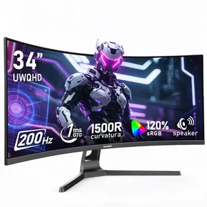 Gawfolk 34-Inch Ultrawide Curved 200Hz Gaming Monitor for Gaming Setup, 1500R 21:9 UWQHD (3440x1440) PC Screen, 120% sRGB, Adaptive Sync, Built-in Speaker, HDMI/DisplayPort, Wall-Mount Compatible