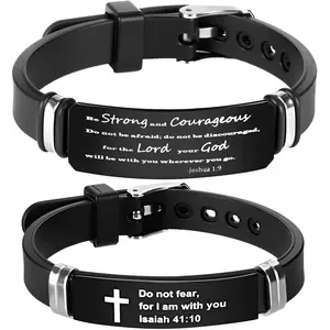 2 Pack Religious Inspirational Quote  Bracelets,  Verse  Bracelet, Adjustable Wristband Encouragement Motivational Gifts for Men Women